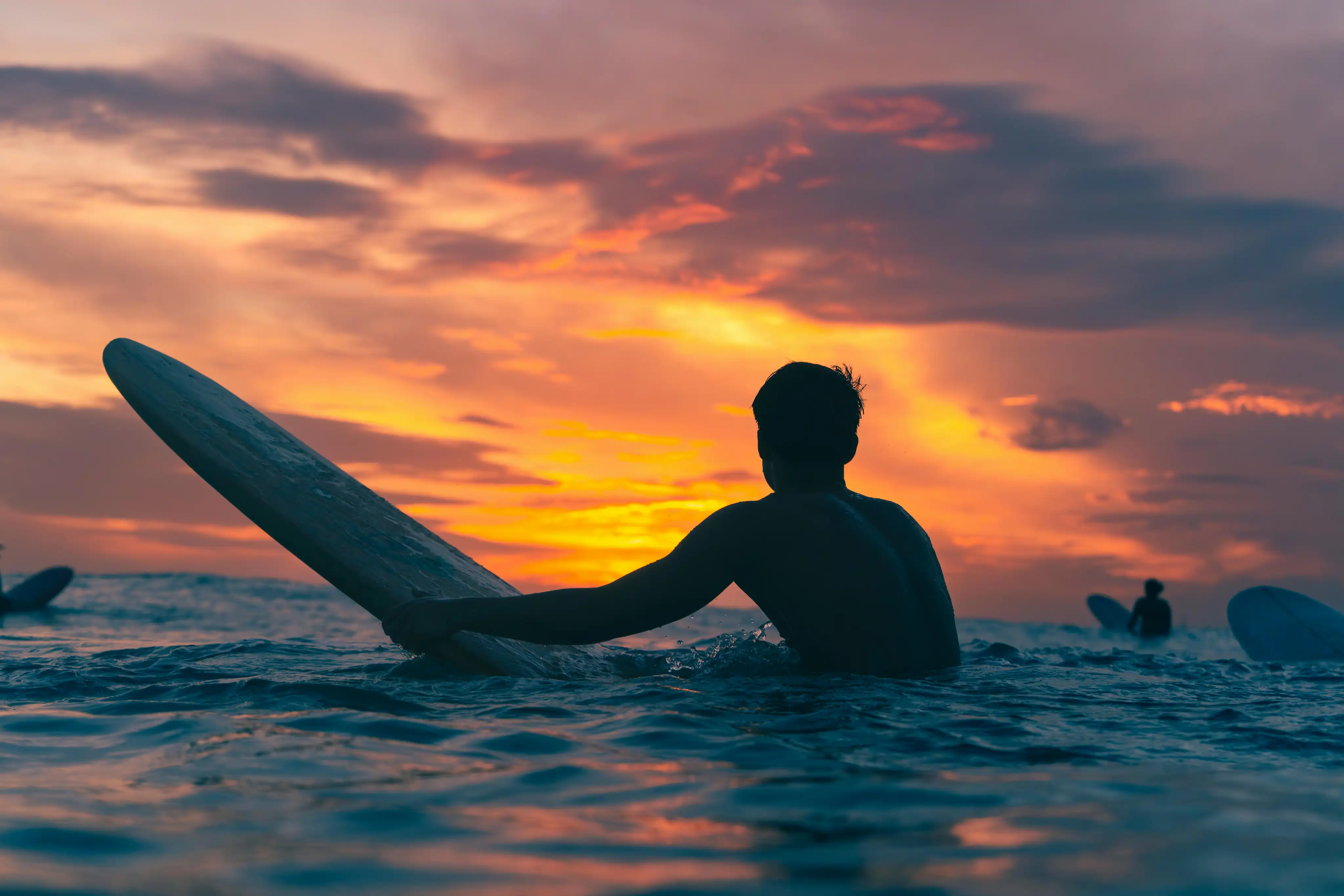 Cocoa Beach surf camp sunset — kids finishing their last session of the week