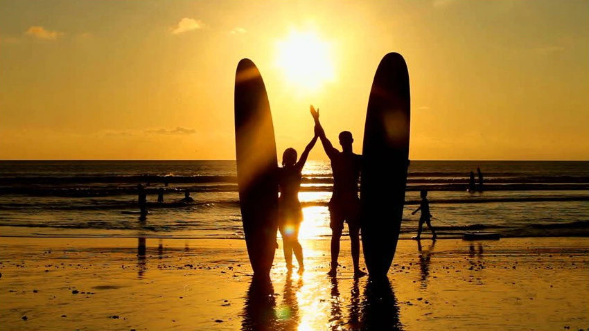 Surfers at Cocoa Beach Florida near Orlando